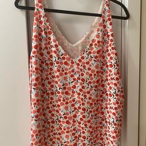 LOFT White Cherry Print Silk-Blend V-Neck Tank Top
